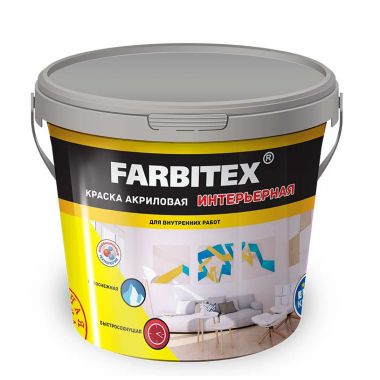 Интерьерная акриловая краска белая Farbitex 6 кг