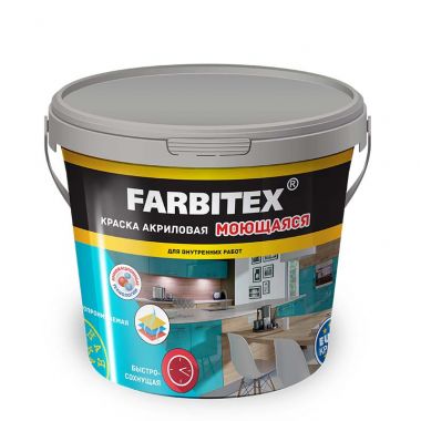 Краска акриловая моющаяся белая Farbitex 13 кг