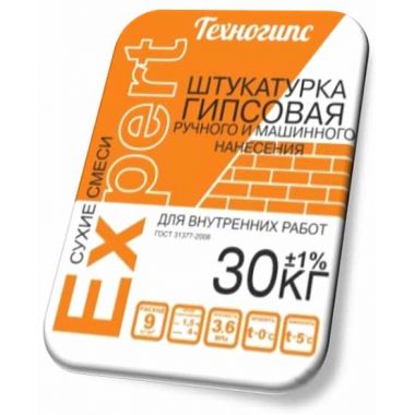 Штукатурка гипсовая Техногипс Expert ручного и машинного нанесения 30 кг